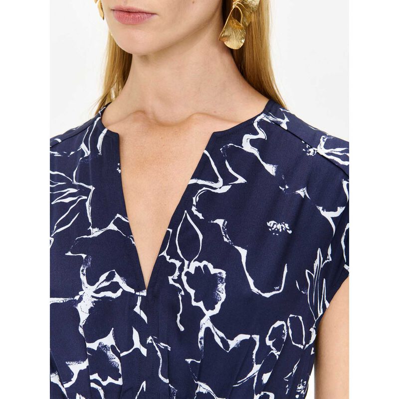 Veronika Maine Navy Blooms Pintuck Midi Dress image number 2